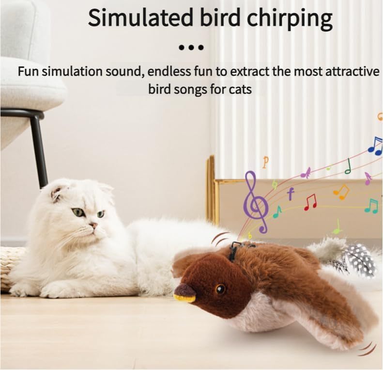 Bird Cat Toy - Chirping and Flapping Bird